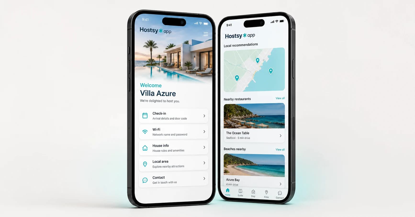 Guia digital Hostsy apresentado em telemóveis